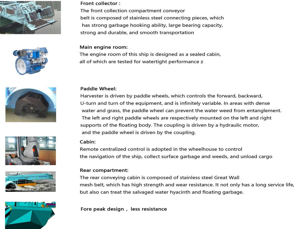 River Cleaning Boat/Automatic Mowing Boat/Aquatic Weed Harvester/ Lake Debris Cleaning Harvesting Machinery