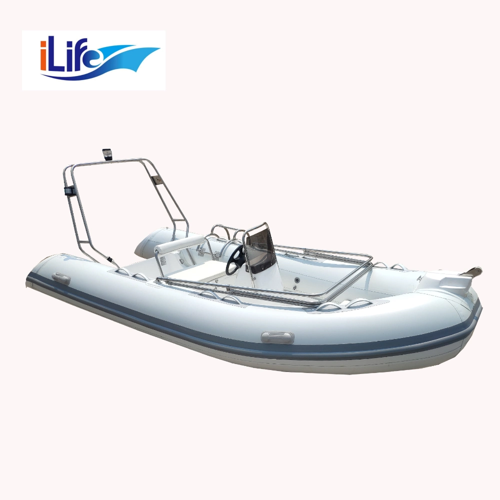 Ilife Hot Sale Rib Fishing Rigid Inflatable Aluminum Rubber Yacht Canoe Rowing Motor FRP Speed Rescue Sport Boat Sea Boat 4.3m Cheap Price