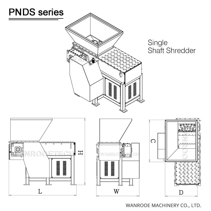 Industrial Single Shaft Waste Scrap Metal Plywood Wood Pallet Plastic PP/PE/HDPE/LDPE/PVC Pipe Shredder Machine